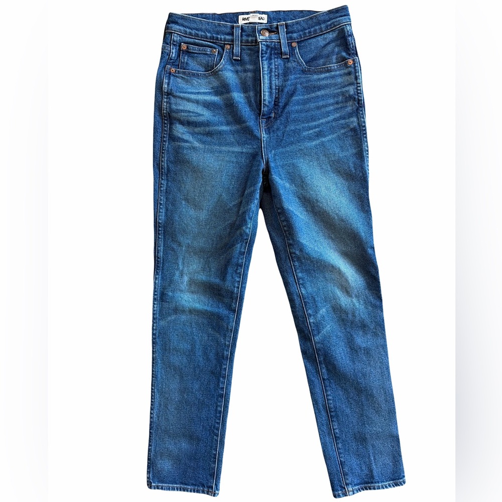 Madewell Rivet & Thread high-rise stovepipe jeans in a faded blue wash